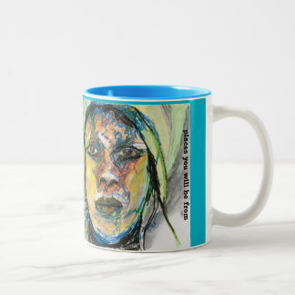 Taza Bicolor Arte rugoso de la original de la cara de la selva