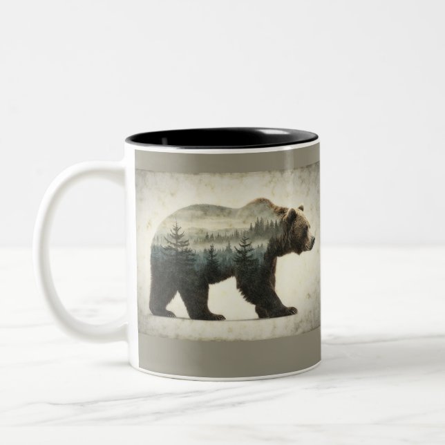 Taza Bicolor Arte salvaje Grizzly Bear (Izquierda)