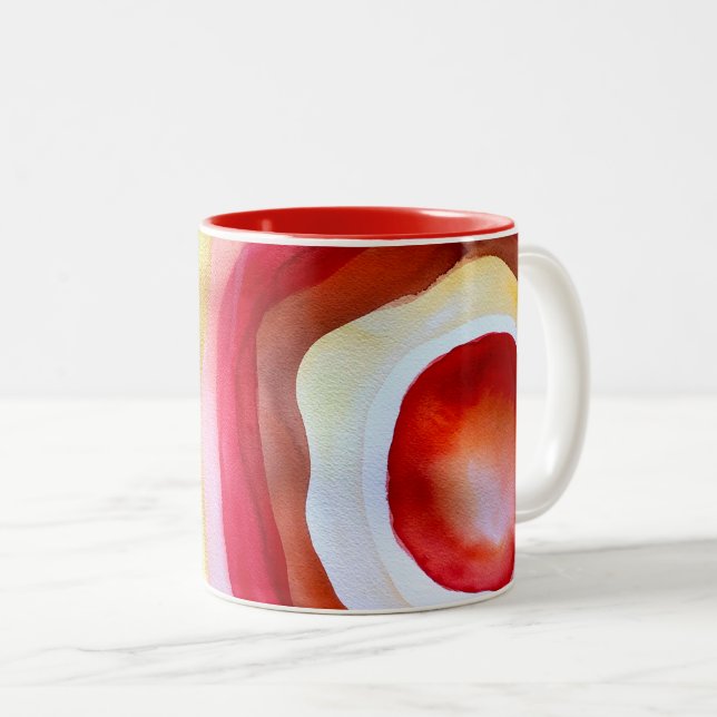 Taza Bicolor Arte solar de la acuarela del sol (Anverso derecho)