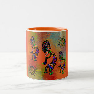 TAZA BICOLOR ARTE SOUTHWESTERN  KOKOPELLI     