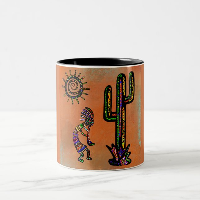 TAZA BICOLOR ARTE SOUTHWESTERN  KOKOPELLI       (Centro)