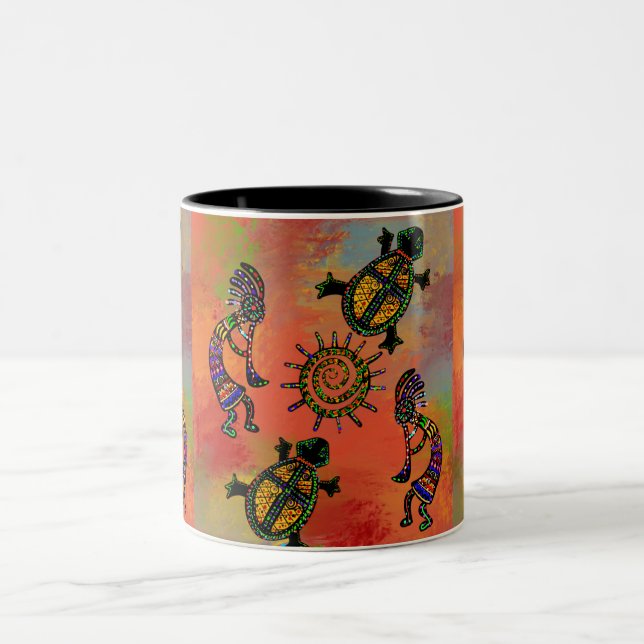 TAZA BICOLOR ARTE SUDOESTE DE KOKOPELLI      (Centro)