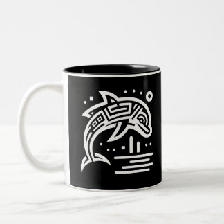 Taza Bicolor Arte tribal geométrico elegante