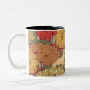 Taza Bicolor Arte vintage de ciervos en el bosque