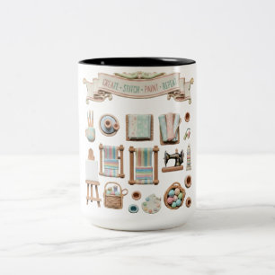 Taza Bicolor Artes lindas, manualidades y elementos de costura