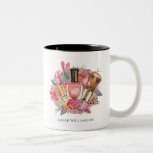 Taza Bicolor Artista de Maquillaje de Belleza Floral Rosa Moder