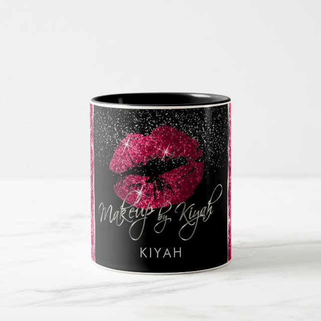 Taza Bicolor Artista de maquillaje Límites de Purpurina rosado  (Centro)