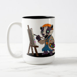 Taza Bicolor Artista Tejón Zombie
