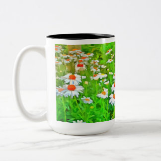 Taza Bicolor Artistic Bright and Colorful Pop Art Daisies v1 z.