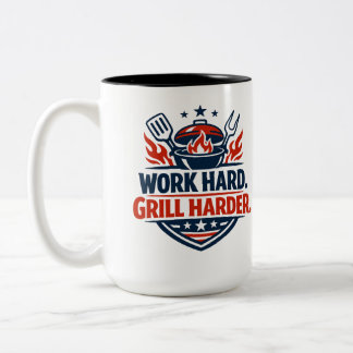 Taza Bicolor Asador Patriótico Trabaja Duro Asa Más Duro