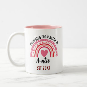 Taza Bicolor Ascendida de Mejor Amiga a Tía, Regalo para Tía en