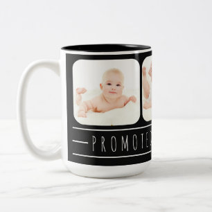 Taza Bicolor Ascendido a Abuelo 3 Foto Negro Blanco