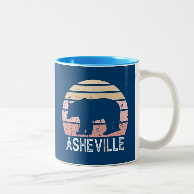 Taza Bicolor Asheville North Carolina Retro Bear (Derecha)