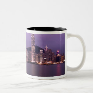 Taza Bicolor Asia, China, Hong Kong, paisaje urbano de la ciuda