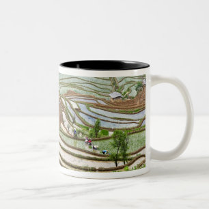 Taza Bicolor Asia, China, Yunnan, Jinping. Gente autóctona Yi
