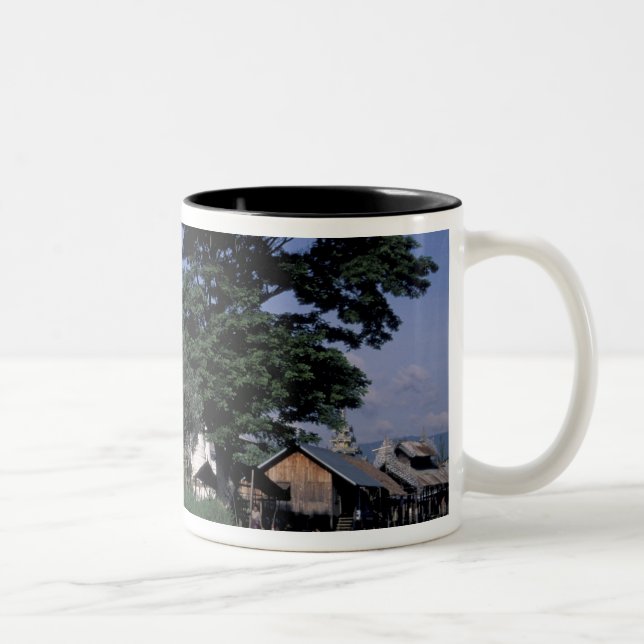 Taza Bicolor Asia, Myanmar, Lago Inle. Un mercado flotante. (Derecha)