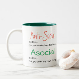 Taza Bicolor Asocial no antisocial: lema introductorio positivo