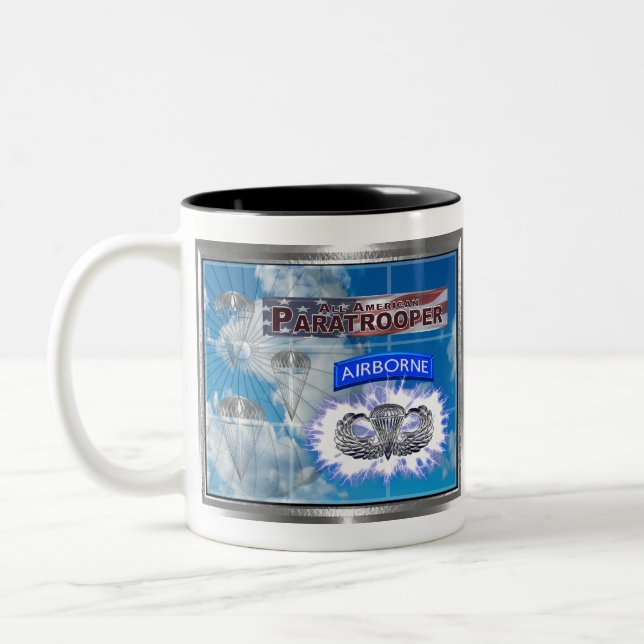 Taza Bicolor Asombroso paracaidista y bandera estadounidense (Izquierda)