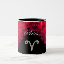 Taza Bicolor Astrología negra roja fresca del aries del Rótulo