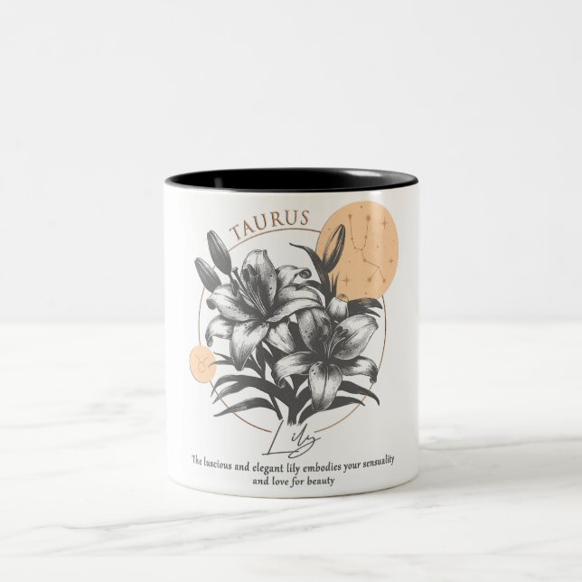 Taza Bicolor Astrología/Taurus Zodiac Rótulo Flor Lily (Centro)