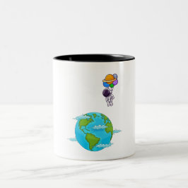 Taza Bicolor astronauta con tierra de aterrizaje de globos
