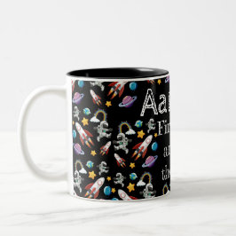 Taza Bicolor Astronauta espacial Black First Birthday Party