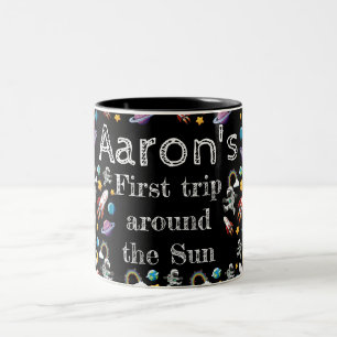 Taza Bicolor Astronauta espacial Black First Birthday Party