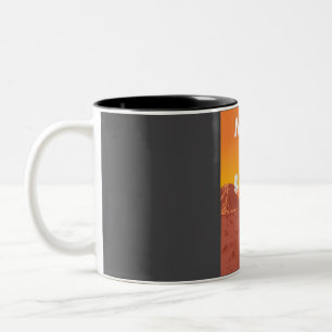 Taza Bicolor Astronauta Marte Jugando Baloncesto Viaje Vintage