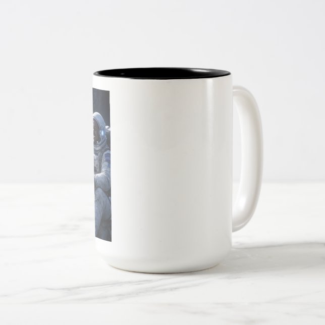 Taza Bicolor Astronautas Tomando Café (Anverso derecho)