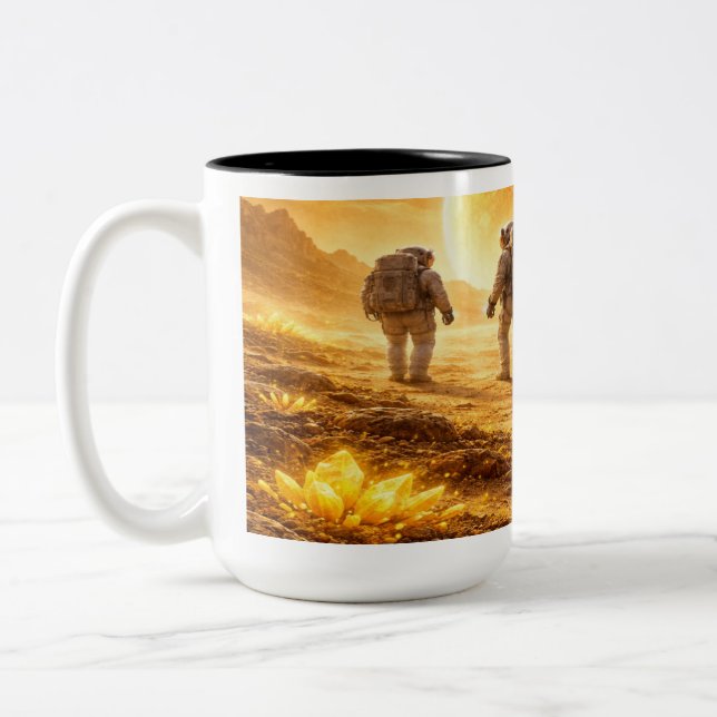 Taza Bicolor Astronauts explore yellow planet (Izquierda)