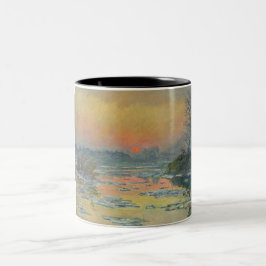 Taza Bicolor Atardecer en el río Sena en invierno (Claude Monet