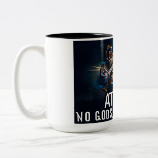 Taza Bicolor Atheist: No Gods, No Masters Coffee Mug