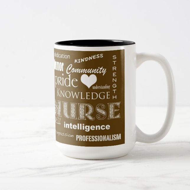 Taza Bicolor Atributos del Orgullo de Enfermería/Marrón (Derecha)