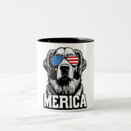 Taza Bicolor atriótico Golden Retriever