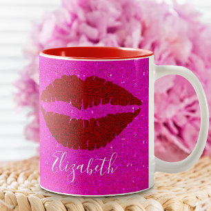 Taza Bicolor Audaces labios rojos sobre el amor por el nombre p