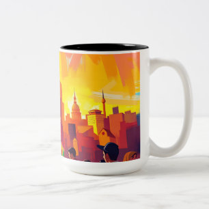 Taza Bicolor Audaz Cityscape Impresionista