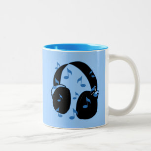 Taza Bicolor Auriculares con las notas musicales para el bebé