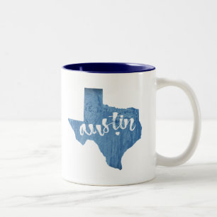 Taza Bicolor Austin, Texas Wood Grain