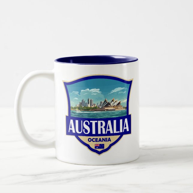Taza Bicolor Australia Illustration Retro Badge (Izquierda)