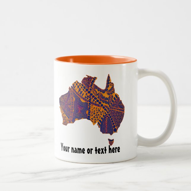 Taza Bicolor Australia Mapa de Doodle Naranja Purple (Derecha)