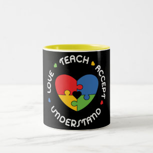 Taza Bicolor Autism Maacher Teach Accept Understanding Love