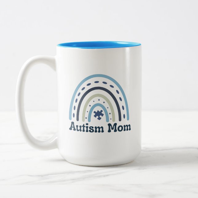 Taza Bicolor Autism Mom Mug, 15 oz (Izquierda)