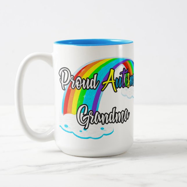 Taza Bicolor Autismo Orgulloso La abuela Pastel rompe (Izquierda)