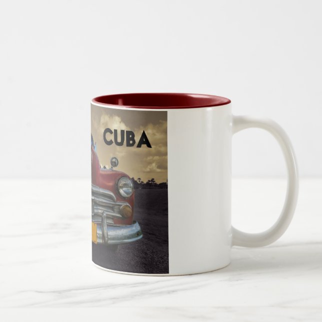 Taza Bicolor Auto clásico americano en Vinales, Cuba (Derecha)