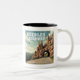 Taza Bicolor Autopista Needles Dakota del Sur Águila