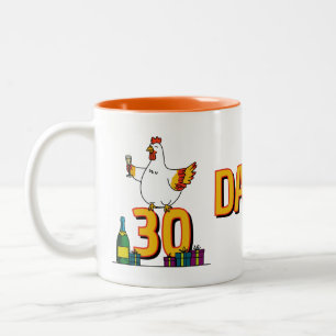 Taza Bicolor Ave 30 Aniversario de Aves de Mascota de Pollo