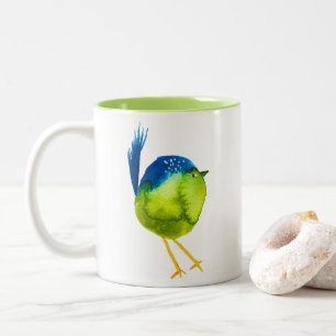 Taza Bicolor Ave acuática verde