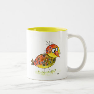 Taza Bicolor Ave amarillenta y caprichosa