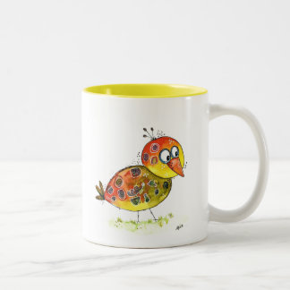 Taza Bicolor Ave amarillenta y caprichosa
