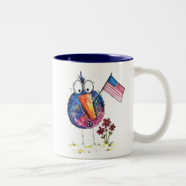 Taza Bicolor Ave patriótica caprichosa con bandera